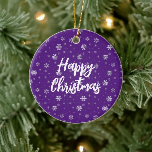 Klassische Elegante Lila Schneeflocken Weihnachten Keramik Ornament (Baum)