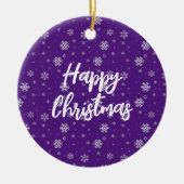 Klassische Elegante Lila Schneeflocken Weihnachten Keramik Ornament (Vorne)