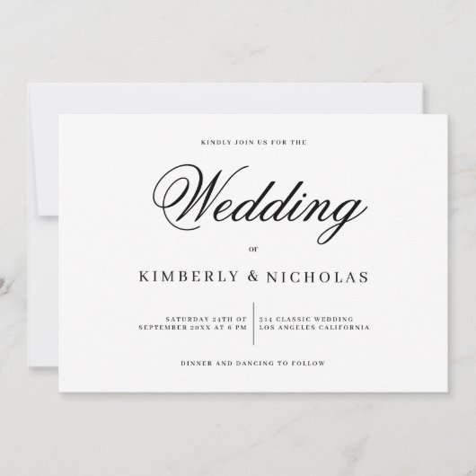 Klassische, elegante, minimalistisch-schwarz-weiße einladung (Vorderseite)