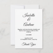 Klassische Elegante Minimalistische Einfache Moder Dankeskarte (Rückseite)