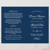Klassische elegante navyblaue Hochzeitsprogramme (Vorderseite)