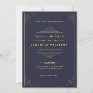 Klassische elegante navyblaue und goldene Vintage- Karte