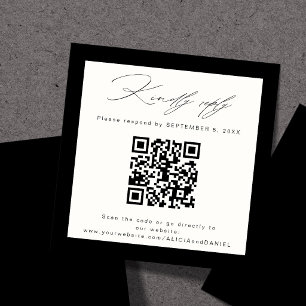 Klassische elegante QR-RSVP elfenbeinfarbene Hochz Begleitkarte