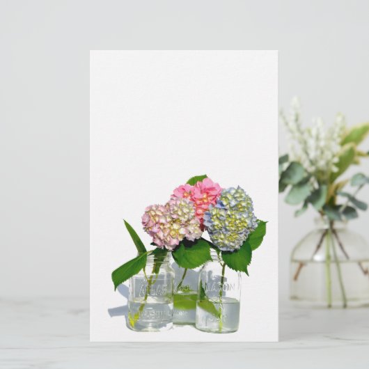 Klassische, elegante, rosa Hydrangeas im Massagegl Briefpapier (Stehend Vorderseite)