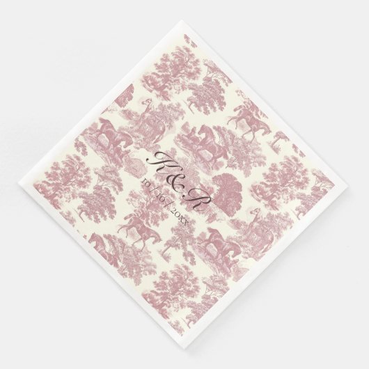 Klassische Elegante Rosa Toile Serviette (Ecke)