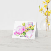 Klassische, elegante, rosafarbene, bläserne Perle Karte (Gelbe Blume)