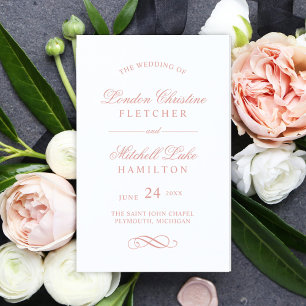 Klassische elegante roségoldene Hochzeitsprogramme