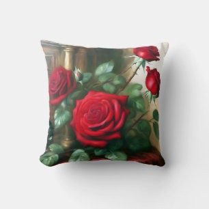 Klassische Elegante Rote Rosen Kissen