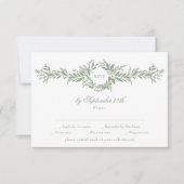 klassische elegante Salbei-Grünkranz RSVP Karte (Vorderseite)