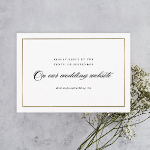 Klassische elegante Schrift Goldene Hochzeits-Webs RSVP Karte