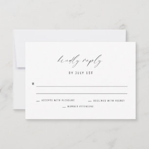 Klassische elegante Schwarz-Weiß-Antwort-Karte Einladung