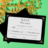 Klassische Elegante Schwarz-weiß Beige Speisen UAW RSVP Karte