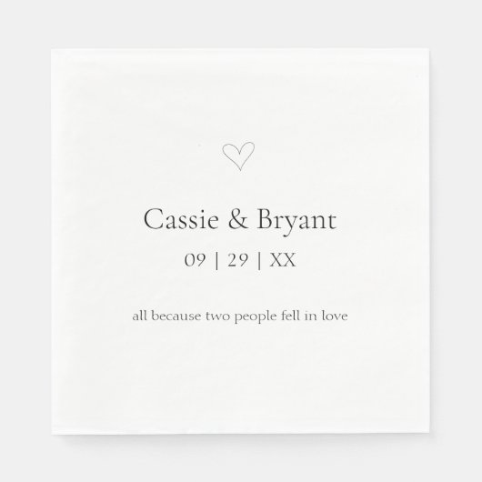 Klassische Elegante Schwarz-Weiß-Einfache Hochzeit Serviette (Vorderseite)