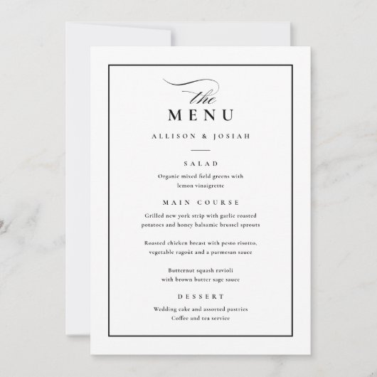 Klassische Elegante Schwarz-Weiß-Hochzeit Einladung (Vorderseite)