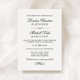 Klassische Elegante Schwarz-Weiß-Hochzeit Einladung