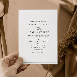 Klassische Elegante Schwarz-Weiß-Hochzeit Einladung