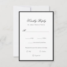 Klassische Elegante Schwarz/Weiß Hochzeit RSVP Kar