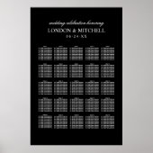 Klassische elegante Schwarz-Weiß-Hochzeitssitze Poster (Vorne)