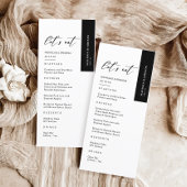 Klassische, elegante Schwarz-Weiß-Winterhochzeit Menükarte