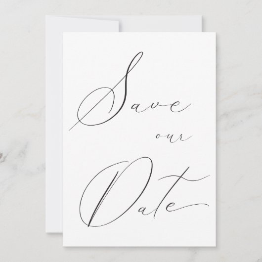 Klassische Elegante Schwarz-weiße Hochzeit Save The Date (Vorderseite)