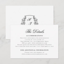 Klassische Elegante Schwarz-weiße Hochzeitdetails Begleitkarte