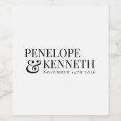 Klassische elegante Schwarz-weiße Hochzeitsnamen Weinetikett (Einzelnes Label)