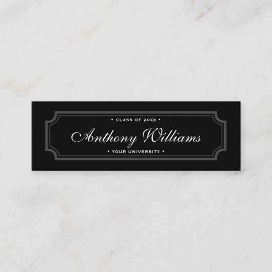 Klassische, elegante schwarze Abschluss-Karte Telefonnummerkarte (Vorderseite)