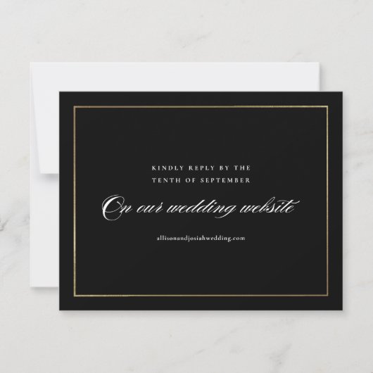 Klassische, elegante Script Gold Wedding Website RSVP Karte (Vorderseite)