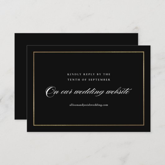 Klassische, elegante Script Gold Wedding Website RSVP Karte (Vorne/Hinten)