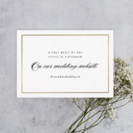 Klassische, elegante Script Gold Wedding Website RSVP Karte