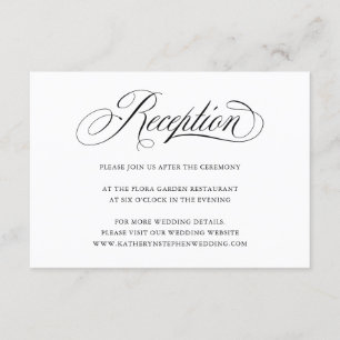 Klassische, elegante Script-Hochzeitsempfangskarte Begleitkarte