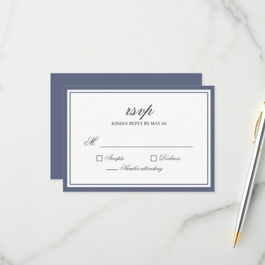 Klassische Elegante Script-Hochzeitungs-RSVP-Antwo RSVP Karte (Vorderseite/Rückseite Beispiel)