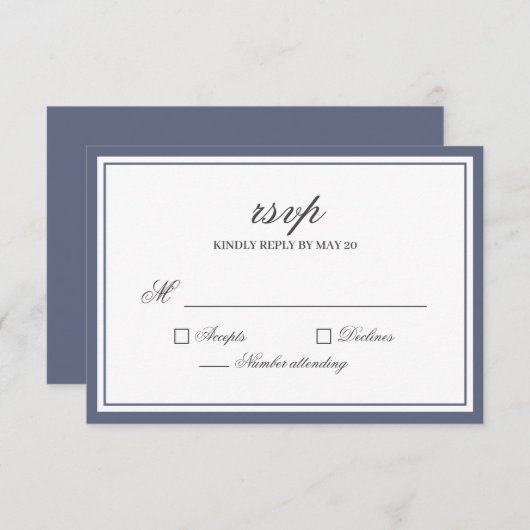 Klassische Elegante Script-Hochzeitungs-RSVP-Antwo RSVP Karte (Vorne/Hinten)
