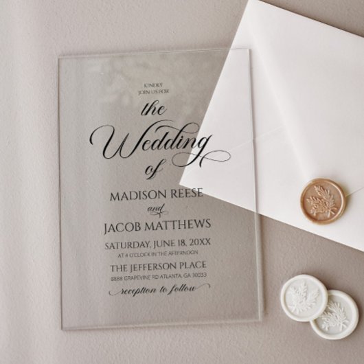 Klassische Elegante Script Minimalistisch Wedding Acryleinladungen