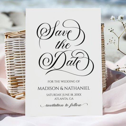 Klassische Elegante Script Minimalistisch Wedding Save The Date