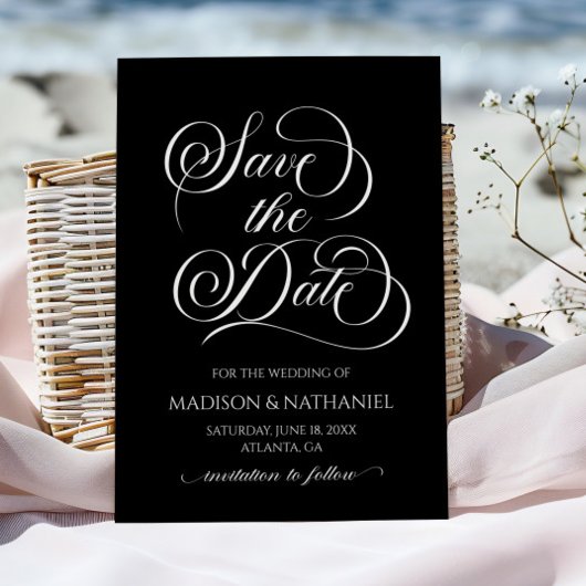 Klassische Elegante Script Minimalistisch Wedding Save The Date