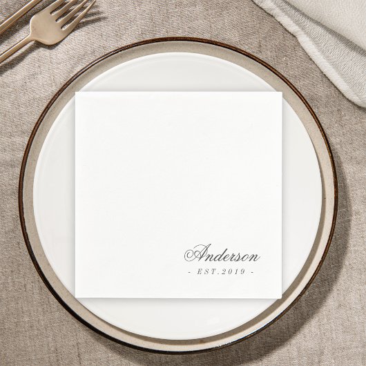 Klassische Elegante Script Personalisiert Name Wed Serviette