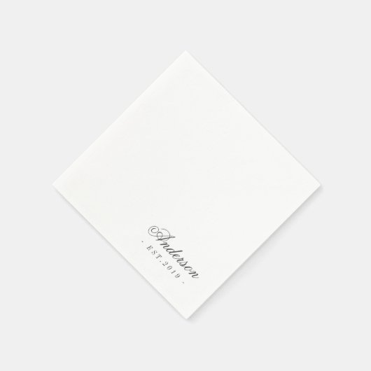 Klassische Elegante Script Personalisiert Name Wed Serviette (Ecke)
