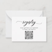 Klassische Elegante Script QR Code Duwer Registry Mitteilungskarte (Vorderseite)
