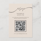Klassische Elegante Script QR Code Wedding RSVP Ca Begleitkarte (Vorderseite)