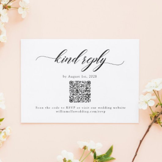 Klassische Elegante Script Wedding QR Code RSVP Ca Karte