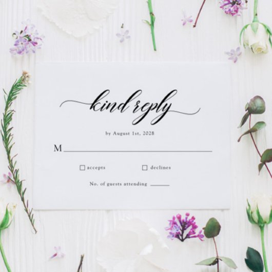 Klassische Elegante Script Wedding RSVP Card Karte