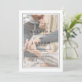 Klassische Elegante Silver Foto Wedding Einladung (Stehend Vorderseite)