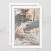 Klassische Elegante Silver Foto Wedding Einladung (Vorne/Hinten)