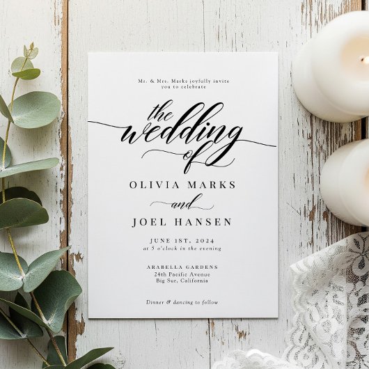 Klassische, elegante Skripteinladung zur Hochzeit Einladung