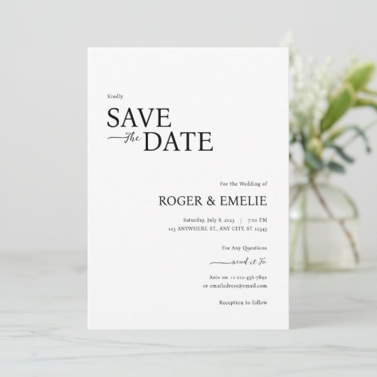 Klassische Elegante Skriptereihen Speichern Sie di Save The Date (Stehend Vorderseite)