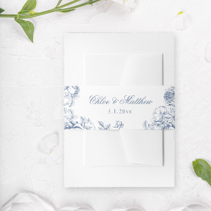 Klassische elegante staubblaue Blumenhochzeit Einladungsbanderole