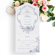 Klassische elegante staubblaue Blumenrahmen-Hochze