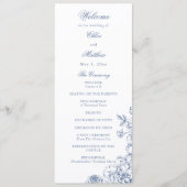 Klassische elegante staubblaue Hochzeit mit Blumen Programm (Vorderseite)