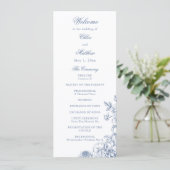 Klassische elegante staubblaue Hochzeit mit Blumen Programm (Stehend Vorderseite)